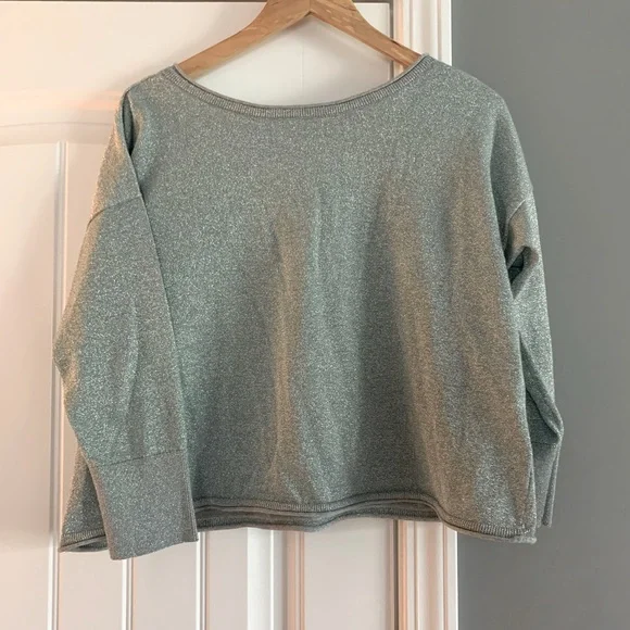 Victoria’s Secret Metallic Silver Deep V Back Sweater Size Medium - Picture 1 of 4